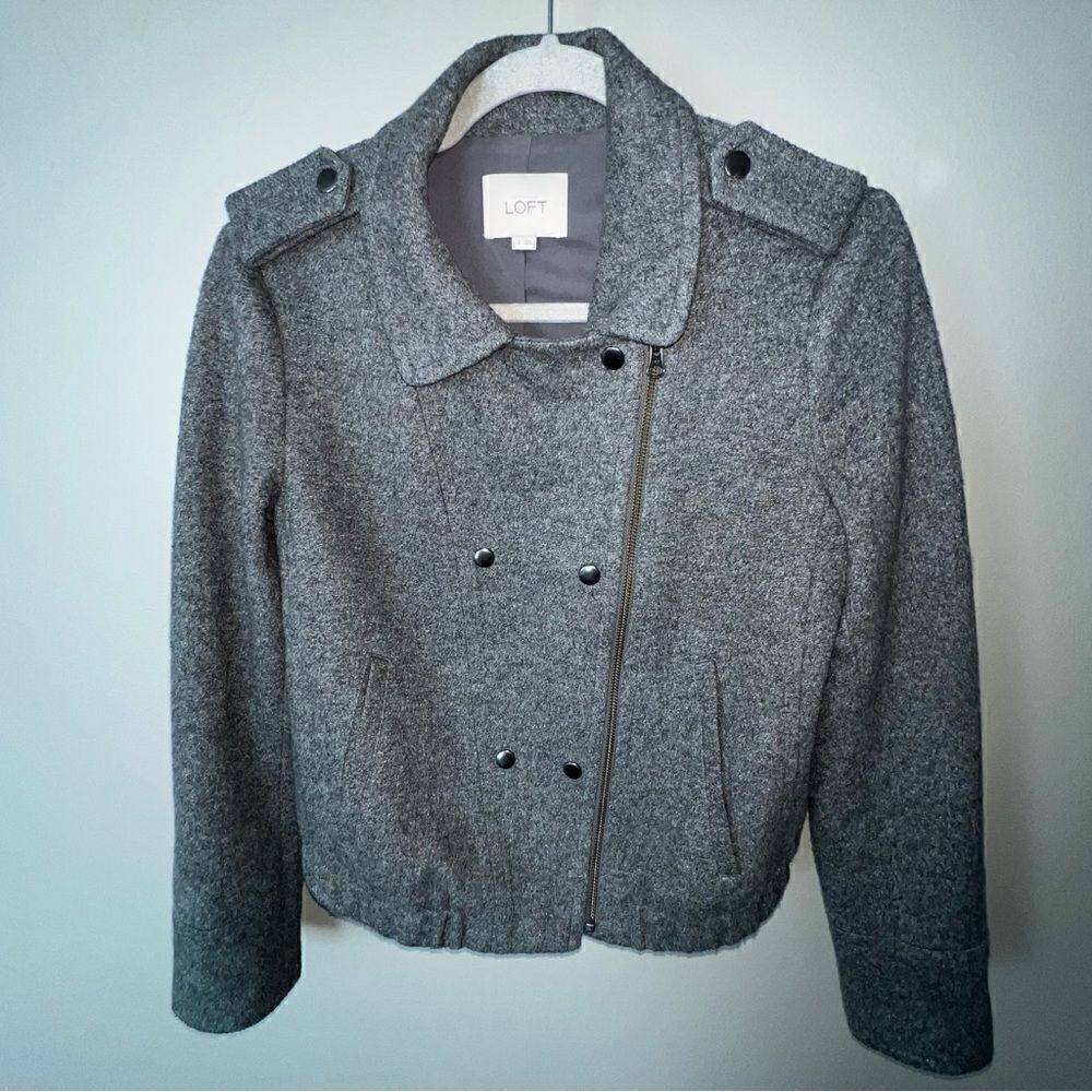 Loft Gray Bomber Moto Jacket - Sz S